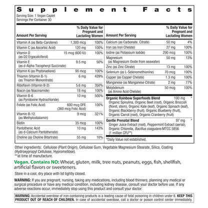 Rainbow Light Prenatal Multivitamin One + for Women | 30 Caplets | Essential Nutrition for Mom & Baby | Real Food Nutrients | with Iron, Vitamins, Folate, Biotin and More