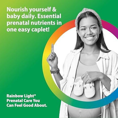 Rainbow Light Prenatal Multivitamin One + for Women | 30 Caplets | Essential Nutrition for Mom & Baby | Real Food Nutrients | with Iron, Vitamins, Folate, Biotin and More