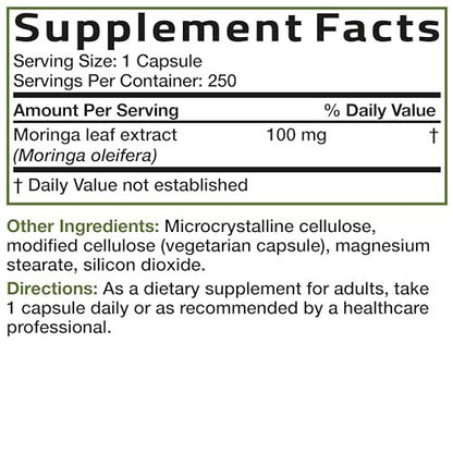 Bronson Moringa Extra Strength Capsules Moringa Oleifera Powder, 250 Count