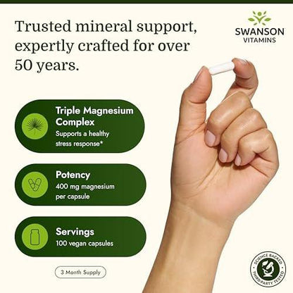 Swanson Triple Magnesium Complex - 100 Capsules, 400mg Each