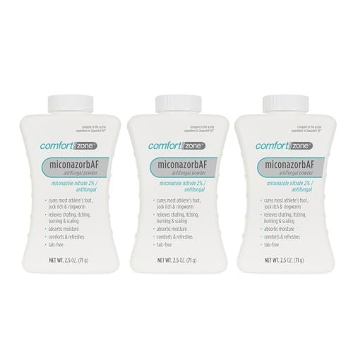 Comfort Zone Miconazorb Antifungal Powder, Talc-Free, Miconazole Nitrate 2%, For Treatment Of Athlete's Foot, Jock Itch And Ringworm, 2.5oz (71g) (3 Pack) - görsel 7
