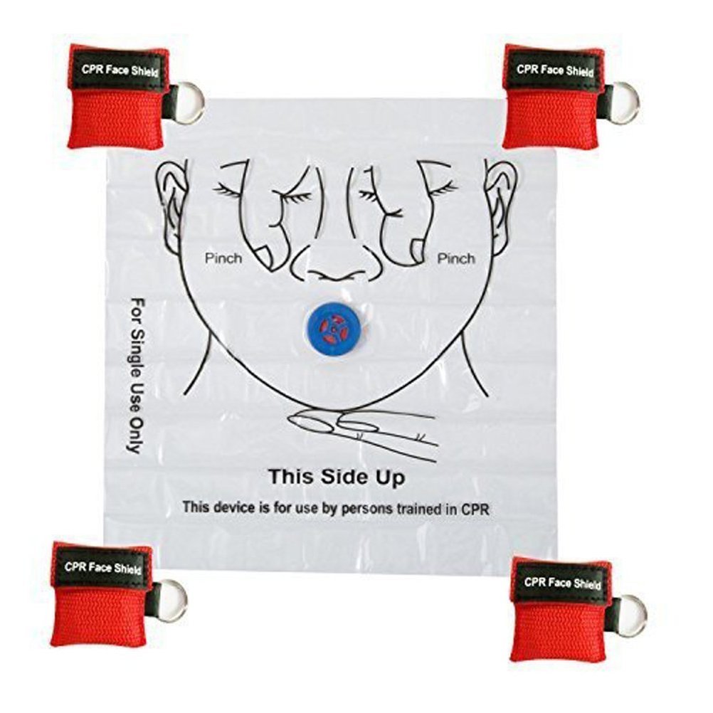 25pcs CPR Face Shield Mask Keychain Keying CPR Face Shields Pocket Mask for First Aid or CPR Training (Red-25) - görsel 5