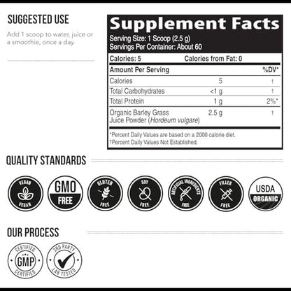 Organic Barley Grass Juice Powder - Grown in – Dimensions: 3.5 x 3.5 x 3.5 inches – Image 10