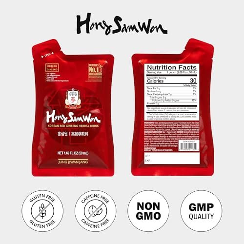 JUNG KWAN JANG Hong Sam Won Korean Red Ginseng Drink | Energy Drink, Pre Workout, Herbal Tea, Ginseng Supplement | Jujube, Ginger, Cinnamon, Goji Berry | Vegan Friendly (20 Count) - görsel 9