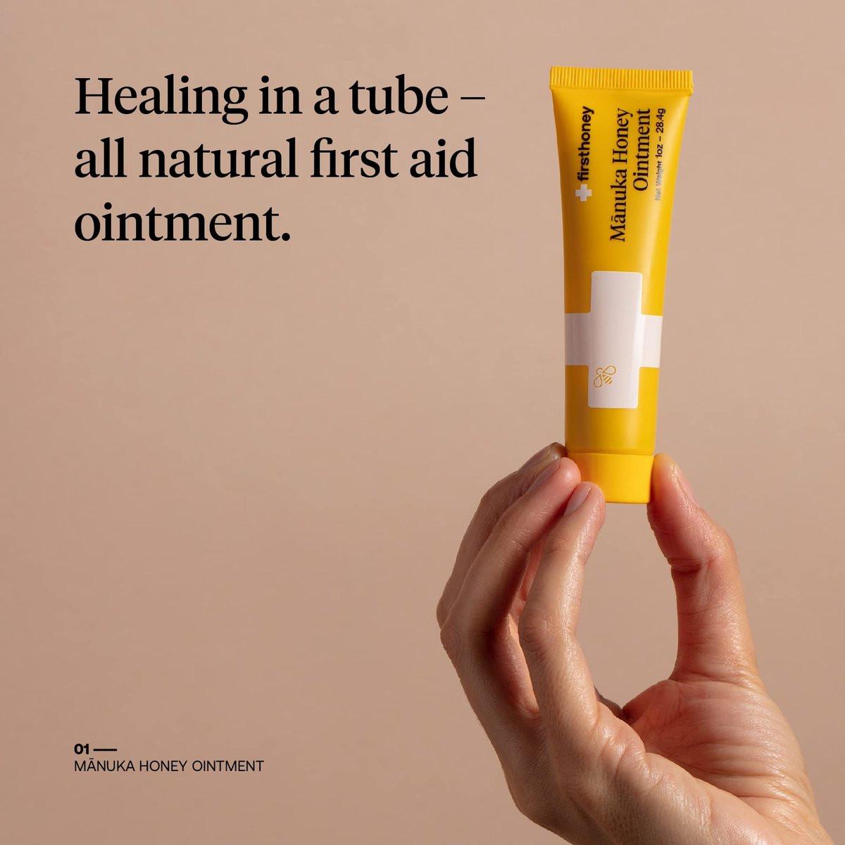 First Honey Wound Healing Ointment [ 1oz - 28.4g ] | 100% Active Leptospermum | Fast Relief & Skin Repair | Manuka Honey from New Zealand | Antibiotic Free Burn Care, Scar Gel, Dressing Aid - görsel 7