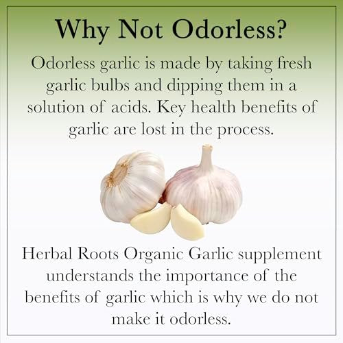 Herbal Roots Organic Whole Bulb Garlic Pills - Potent Extra Strength | 600 mg - 60 Organic Vegan Capsules - görsel 6
