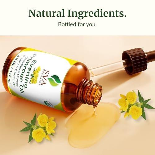SVA Evening Primrose Oil Organic - 4 Fl Oz – 100% Natural Cold Pressed Organic Evening Primrose Oil - for Face, Skin Care, Hair Care, Scalp Massage & Body Massage – Carrier Oil with Dropper - görsel 16