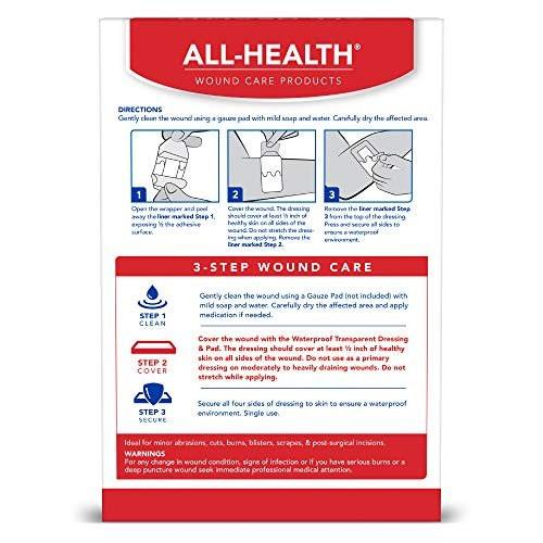 All Health Waterproof Transparent Dressing & Pad, 2.375 in x 4 in, 10 Count – Barrier Against Staph & MRSA - görsel 13
