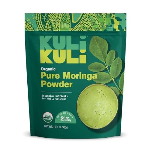 Kuli Kuli Moringa Oleifera Organic Leaf Powder & Green Smoothie, 100% Pure USDA Certified & Non-GMO Moringa Powder, Great with Smoothies, Tea, and Food - Single Pack, 10.6 oz - görsel 1