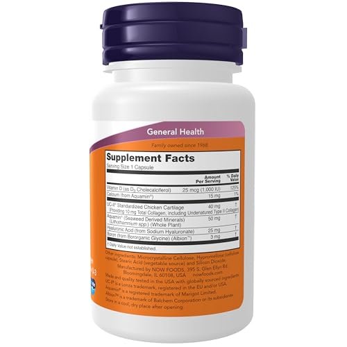 NOW Supplements, UC-II Advanced Joint Relief with Undenatured Type II Collagen, plus Hyaluronic Acid, Boron, Vitamin D-3, 60 Veg Capsules - görsel 4