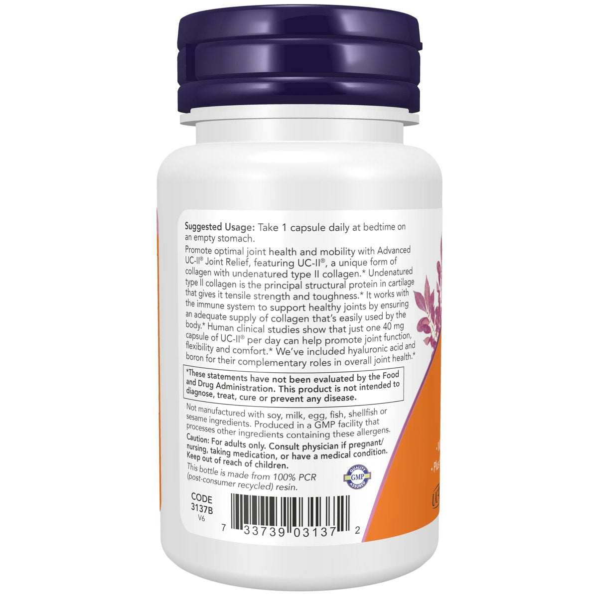 NOW Supplements, UC-II Advanced Joint Relief with Undenatured Type II Collagen, plus Hyaluronic Acid, Boron, Vitamin D-3, 60 Veg Capsules - görsel 5