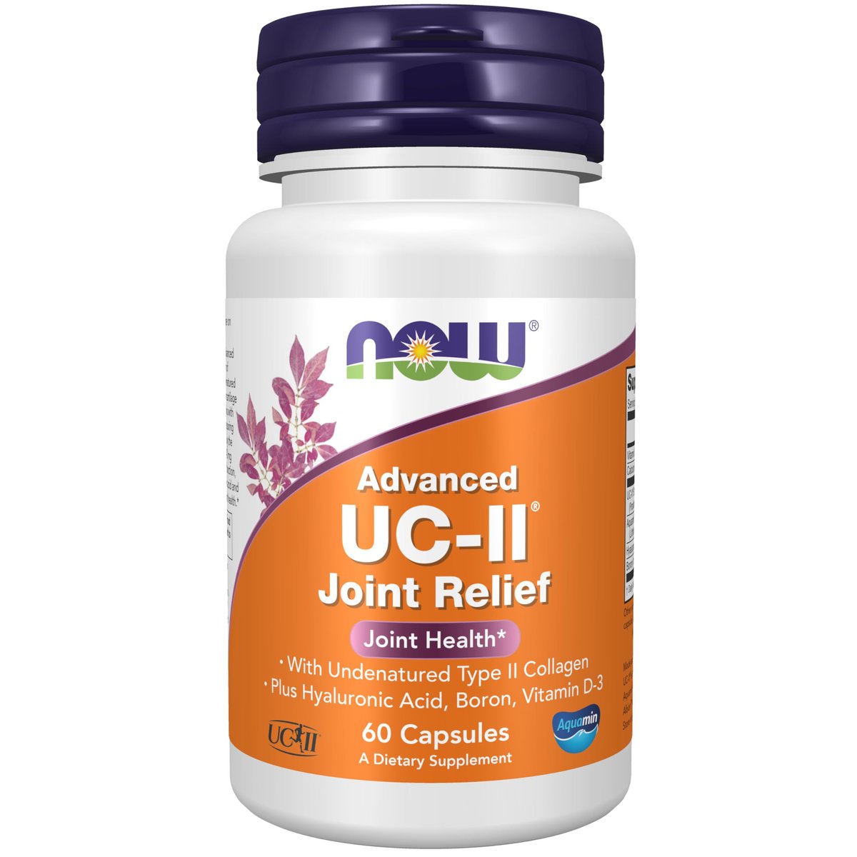 NOW Supplements, UC-II Advanced Joint Relief with Undenatured Type II Collagen, plus Hyaluronic Acid, Boron, Vitamin D-3, 60 Veg Capsules - görsel 1