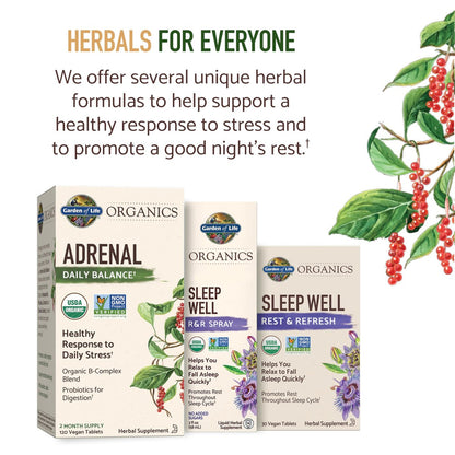Garden of Life Organics Sleep Well Rest & Refresh Tablets with Lemon Balm, Green Tea Extract, Chamomile & Probiotics – Support for Restful Sleep & Relaxation, Non-GMO, Gluten-Free, Vegan, 30 Tablets