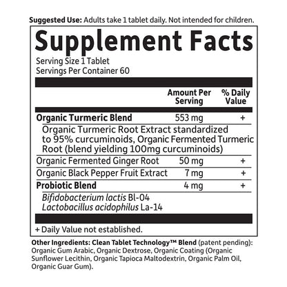 Garden of Life Organics Extra Strength Turmeric Inflammatory Response 60 Tablets - 100mg Curcumin (95% Curcuminoids) with Black Pepper, Probiotics, Organic Non-GMO Vegan Gluten Free Herbal Supplement