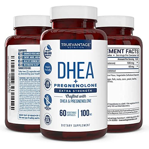Truevantage Nutrition DHEA 100 mg with Pregnenolone 60 mg – Vegetable Capsules, Non-GMO - görsel 3