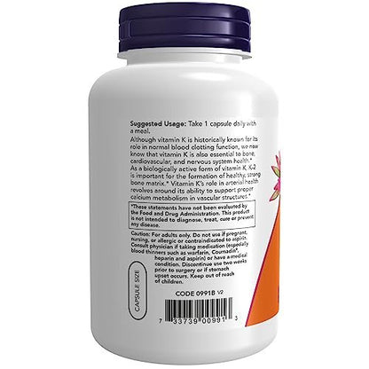 NOW Foods Vitamin K-2, 250 Vegetable Capsules