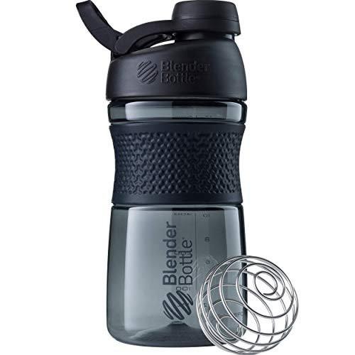 BlenderBottle SportMixer Shaker Bottle Perfect for Protein Shakes and Pre Workout, 20-Ounce, Black - görsel 1