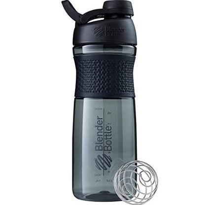 BlenderBottle SportMixer Shaker Bottle – 28 oz, Black, Perfect for Protein Shakes and Pre Workout