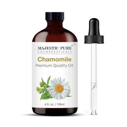 Majestic Pure Chamomile Essential Oil - 100% Pure and Natural, 4 Fl Oz with Glass Dropper