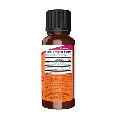 NOW Foods Supplements, Liquid D-3 & MK-7 with 2,500 IU Vitamin D-3 & 100 mcg Vitamin K-2 per 5 drops, 1-Ounce