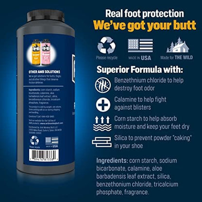 Anti Monkey Butt Medicated Foot Powder with Calamine - Antifungal Odor Eliminator & Itch Relief - Sweat Absorption, Blister Protection, & Long-Lasting Comfort - 8 oz
