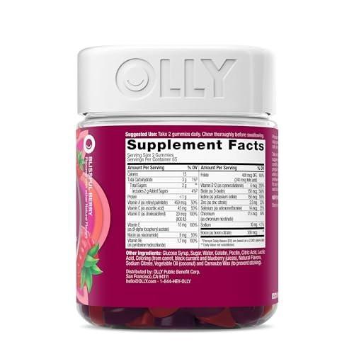 OLLY Women's Multivitamin Gummy - Berry Flavored - 130 Count (65 Day Supply) - Vitamins A, C, D, E, Biotin, Folic Acid - görsel 17