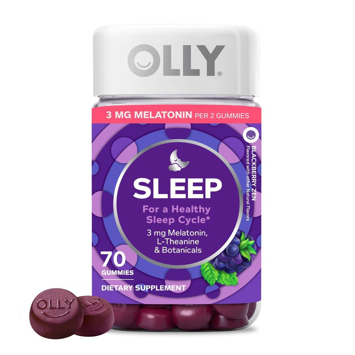 OLLY Sleep Gummy, Sleep Support Supplement, 3 mg Melatonin, L-Theanine, Chamomile and Lemon Balm Extracts, Blackberry Zen Flavor, 35 Day Supply - 70 Count - görsel 16