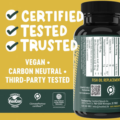 Freshfield Vegan Omega 3, Algae (Algal) Oil, – Item Weight: 2.4 ounces – Image 7