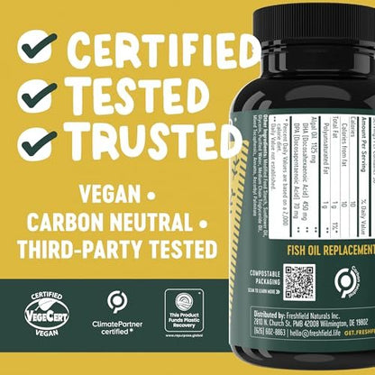 Freshfield Vegan Omega 3, Algae (Algal) Oil, – Dimensions: 3.0 dm x 3.0 cm x 9.0 cm – Image 8