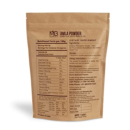MB Herbals De-Seeded Amla Powder – 8 oz / ½ LB (227g) | Pure Amalaki Powder from Amla Berries Pulp | Seed-Free & Natural - görsel 3