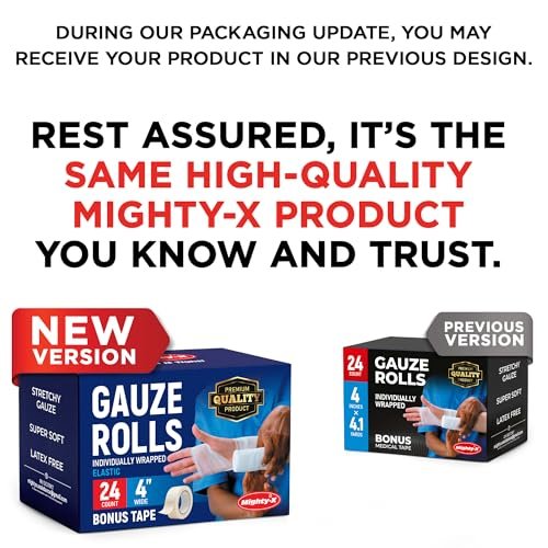 24 Gauze Rolls - 4" x 4.1yd - Soft and Breathable Rolled Gauze - Latex-Free Premium Individually Wrapped Bandages with Bonus Tape - First Aid Conforming Stretch Wrap for Wound Care - Vet Wrap - görsel 16