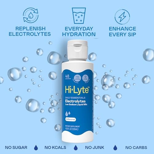 Hi-Lyte Low Sodium Electrolyte Supplement for Immune Support, Fasting and Rapid Hydration | 48 Servings | Magnesium, Potassium, Zinc | Unflavored Mineral Taste Drops - görsel 15