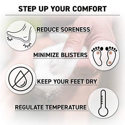 Wuru Wool Premium Blister Prevention Foot Care for Hiking, Running, and Everyday Activities, Packaged in The USA