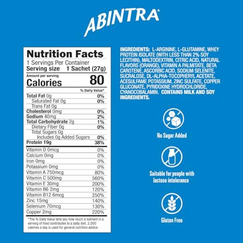 ABINTRA Specialized Nutrition for Wound Healing Includes L-Arginine, Orange Flavor, 6 Packets, 27g Each - görsel 6