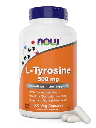 Now Foods L-Tyrosine 500mg, 300 Capsules - Non GMO - Supports Mental Alertness - 500 mg Caps - Free Form Supplement - görsel 16