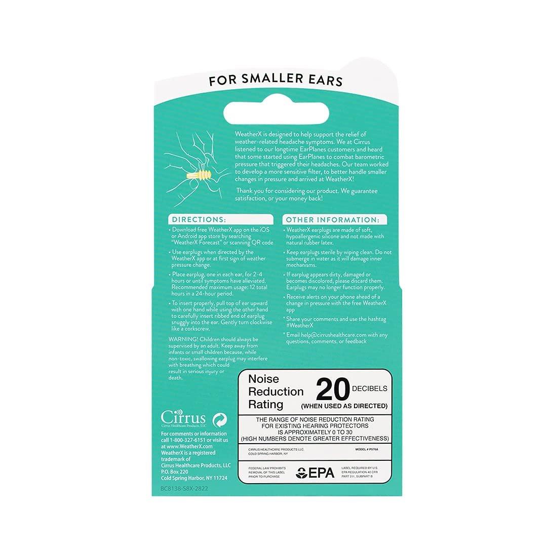 WeatherX Pressure Filtering Earplug for Shifts in Barometric Weather Pressure, Download Free Alert app (Small 1 Pk) - görsel 5