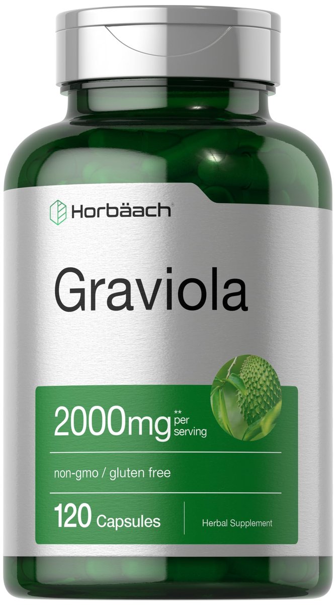 Horbäach Graviola Capsules | 120 Count | Soursop (Annona Muricata) | Non-GMO & Gluten Free - görsel 1