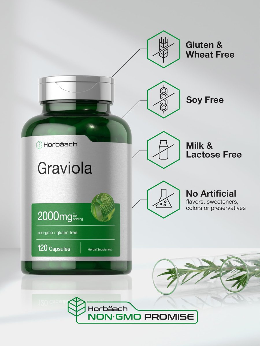 Horbäach Graviola Capsules | 120 Count | Soursop (Annona Muricata) | Non-GMO & Gluten Free - görsel 9