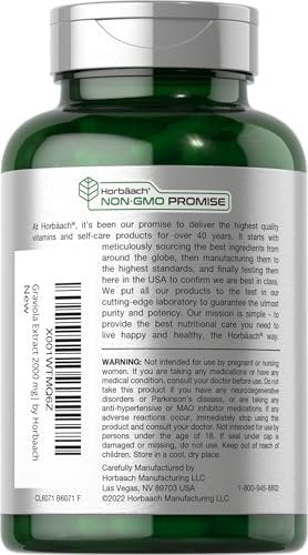 Horbäach Graviola Capsules | 120 Count | Soursop (Annona Muricata) | Non-GMO & Gluten Free - görsel 6