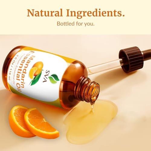 SVA Mandarin Essential Oil – 4 Fl Oz – 100% Natural Mandarin Oil - for Diffuser, Hair Care, Face, Skin Care, Aromatherapy, Scalp and Body Massage, Soap and Candle Making – with Dropper - görsel 2