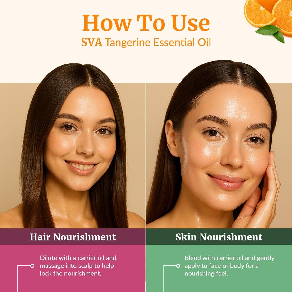 SVA Tangerine Essential Oil – 4 Fl Oz – 100% Natural Tangerine Oil - for Diffuser, Hair Care, Face, Skin Care, Aromatherapy, Scalp and Body Massage, Soap and Candle Making – with Dropper - görsel 9