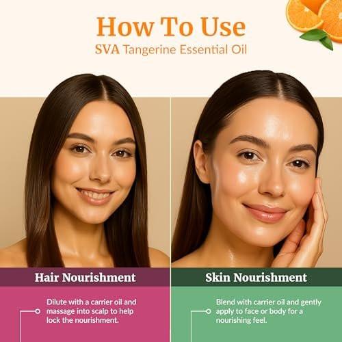 SVA Tangerine Essential Oil – 4 Fl Oz – 100% Natural Tangerine Oil - for Diffuser, Hair Care, Face, Skin Care, Aromatherapy, Scalp and Body Massage, Soap and Candle Making – with Dropper - görsel 10