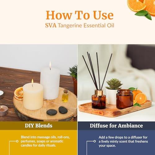SVA Tangerine Essential Oil – 4 Fl Oz – 100% Natural Tangerine Oil - for Diffuser, Hair Care, Face, Skin Care, Aromatherapy, Scalp and Body Massage, Soap and Candle Making – with Dropper - görsel 12