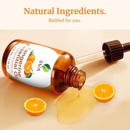 SVA Tangerine Essential Oil – 4 Fl Oz – 100% Natural Tangerine Oil - for Diffuser, Hair Care, Face, Skin Care, Aromatherapy, Scalp and Body Massage, Soap and Candle Making – with Dropper - görsel 16