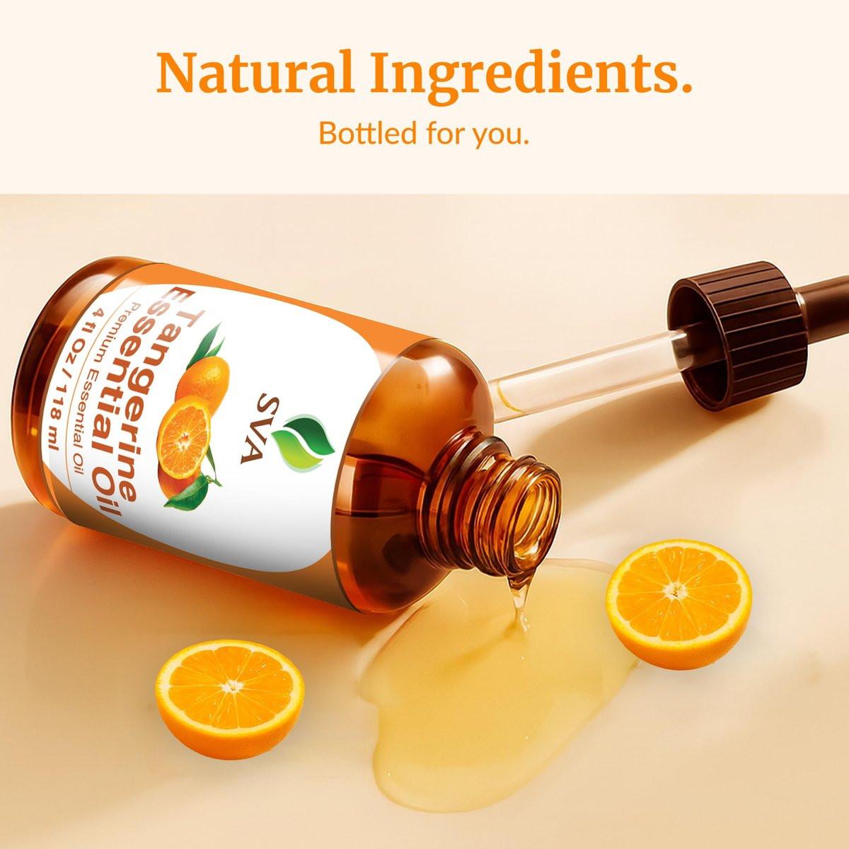 SVA Tangerine Essential Oil – 4 Fl Oz – 100% Natural Tangerine Oil - for Diffuser, Hair Care, Face, Skin Care, Aromatherapy, Scalp and Body Massage, Soap and Candle Making – with Dropper - görsel 15