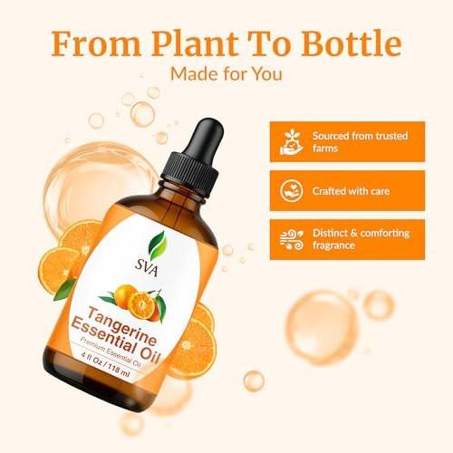 SVA Tangerine Essential Oil – 4 Fl Oz – 100% Natural Tangerine Oil - for Diffuser, Hair Care, Face, Skin Care, Aromatherapy, Scalp and Body Massage, Soap and Candle Making – with Dropper - görsel 8