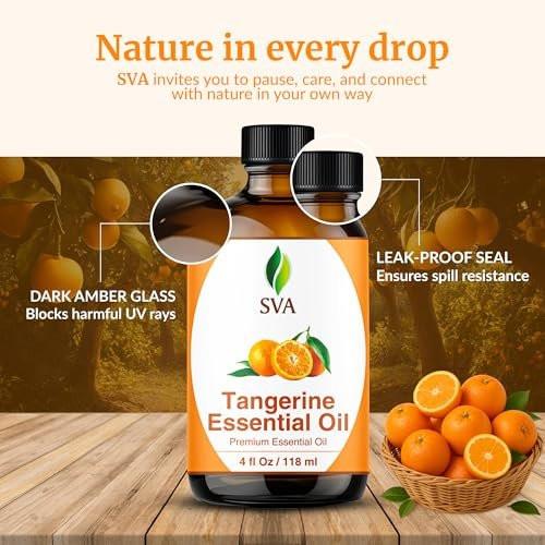 SVA Tangerine Essential Oil – 4 Fl Oz – 100% Natural Tangerine Oil - for Diffuser, Hair Care, Face, Skin Care, Aromatherapy, Scalp and Body Massage, Soap and Candle Making – with Dropper - görsel 14