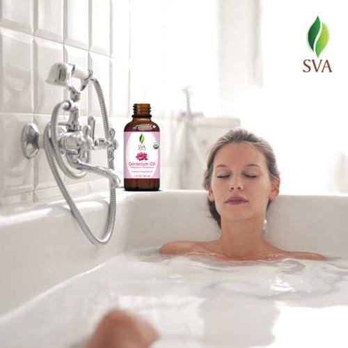SVA Geranium Essential Oil Organic – 1 Fl Oz – 100% Natural Organic Geranium Oil - for Diffuser, Hair Care, Face, Skin Care, Aromatherapy, Scalp and Body Massage, Soap and Candle making – with Dropper - görsel 16