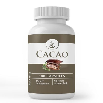 Pure Original Ingredients Cacao, 100 Capsules – Always Pure, No Additives or Fillers, Lab Verified