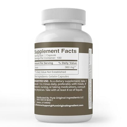 Pure Original Ingredients Cacao, 100 Capsules – Always Pure, No Additives or Fillers, Lab Verified